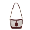 Sac seau rétro bicolore crème et bordeaux en simili cuir avec chaîne dorée - Bordeaux
