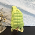 Neon yellow quilted nylon crossbody bag with puffy diamond stitching and adjustable strap - Green