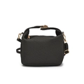 Mini bolso bandolera negro texturizado con herrajes dorados y diseño trenzado - Negro