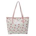 Floral cherry print tote bag with large capacity and pink handles for women - Cherry Style