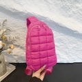 Quilted nylon crossbody bag in vibrant hot pink with padded rhombic pattern and wide strap - Rose Red