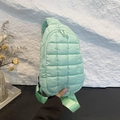 Quilted nylon crossbody bag in mint green finish with adjustable shoulder strap - Aqua