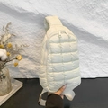 Quilted white nylon crossbody bag with dual zippers and wide strap in casual style - White