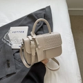 Chic cream woven PU leather handbag with elegant top handle and adjustable shoulder strap - Beige White Large