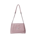 Borsa a tracolla rosa trapuntata a rombi con catena elegante e logo rettangolare - Rosa