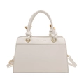 Borsa a mano bianca minimalista con scritta EST 1996 e dettagli dorati - Bianco