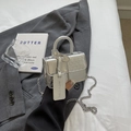 Silver metallic crossbody mini bag with woven texture flap and sleek chain strap - Silver Small