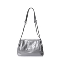 Borsa a spalla argento metallizzato con cuciture a rombi e catena elegante di tendenza - Argento