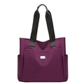 Deep purple Oxford fabric tote bag with spacious pockets and wide black shoulder straps - Purple