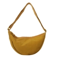 Borsa a tracolla a mezzaluna minimalista in nylon giallo con tracolla in tessuto regolabile - Giallo