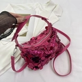 Chic bright pink sequin crossbody bag with adjustable strap for versatile styling - Rose Red
