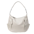 Minimalistische witte hobo schoudertas met zilveren ritsen en handige zijvakken - Wit