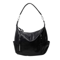 Minimalistische zwarte halve maan crossbody tas van glanzend kunstleer voor dames - Zwart