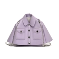 Unique lavender jacket-style shoulder bag with silver chain and lapel collar details - One Size(300) / Purple