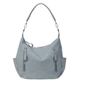 Stijlvolle mistblauwe crossbodytas van mat kunstleer met verticale ritsen voor dames - Lichtblauw Denim