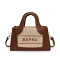 Sac fourre-tout chic marron et beige avec lettrage BEPRO et bandoulière amovible - Marron