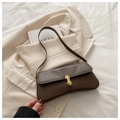 Minimalist dark brown matte leather underarm bag with gold metal buckle and strap - Coffee