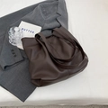 Vintage large dark brown tote bag in pebbled leather for women’s daily commute - Brown