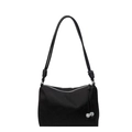 Bolso de hombro negro minimalista con detalles de nudos y colgantes de cuentas - Negro