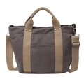 Bolso de lona gris oscuro con correas beige y bolsillo frontal para el hombro - Gris