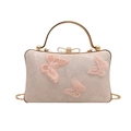 Sac de soirée rose avec papillons en dentelle florale et poignée dorée pour élégance - Rose