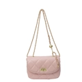 Mini Umhängetasche in Hellrosa mit Rautensteppung, Goldkette und verstellbarer Goldkugel - Rosa