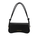 Borsa a tracolla nera intrecciata con dettagli dorati e base ondulata distintiva - Nero