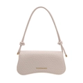 Borsa a spalla intrecciata crema con base ondulata e logo dorato minimalista - Bianco