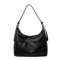 Grand sac cabas noir en cuir PU avec bandoulière réglable et détails en métal doré chic - Noir