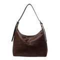 Sac hobo marron foncé classique en similicuir rétro avec fermeture éclair dorée - Marron