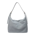 Grand sac fourre-tout pour femme en similicuir bleu-gris avec bandoulière réglable - Bleu