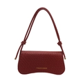 Borsa baguette retrò marrone rossiccio con motivo a serpente e tracolle con nodo chic - Rosso