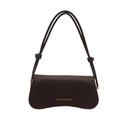 Dark brown woven shoulder bag featuring double thin straps and golden brand lettering - Brown