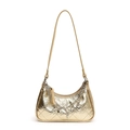 Borsa baguette trapuntata oro metallizzato con ciondoli a cuore e catene argento - Oro
