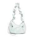 Elegante borsa a mano verde menta con manico a pieghe a forma di mezzaluna e fibbie - Blu Cristallo di Ghiaccio