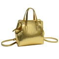 Metallische goldene Modehandtasche mit Schultergurt und FASHION & BAG Aufdruck - Gold