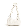 Elegante borsa a tracolla bianca a pieghe con forma a mezzaluna e design in pelle - Bianco
