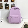 Lavender purple lightweight nylon school backpack with large capacity and multi-pocket design - Purple