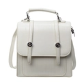 Weiße Vintage Handtasche mit vertikaler Streifenprägung und stilvollem Griffdesign - Weiß