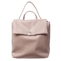 Zaino da donna in pelle goffrata rosa chiaro con chiusura a rotazione e manico - Rosa