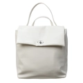 Elegante zaino da donna bianco in ecopelle con trama a tratteggio e chiusura in argento - Bianco