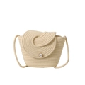 Borsa a tracolla intrecciata panna con fibbia di perle e patta a spirale per il mare - Bianco Sporco