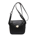 Minimalistische schwarze Tasche aus Leder mit goldener Schließe und verstellbarem Riemen - Schwarz