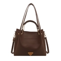 Borsa a secchiello vintage marrone scuro in pelle opaca con tracolle versatili - caffè