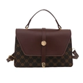 Bolso de mano retro marrón oscuro con motivos de trébol y hebilla dorada - Marrón