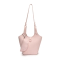 Rosa minimalistische Beuteltasche mit passendem Kettenbeutel aus strukturiertem Kunstleder - Rosa