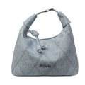 Sac bandoulière en denim bleu clair avec coutures en losanges et poignée nouée mode - Bleu clair