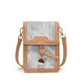 Stylish light blue denim and camel leather crossbody bag with gold hardware detail - Blue
