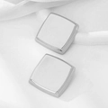 Minimalist square silver earrings with smooth polished finish and vintage aesthetic - Silver Polished Square Style (C2478)