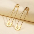 Polished gold safety pin earrings in minimalist industrial style for a trendy look - Gold (F2595)